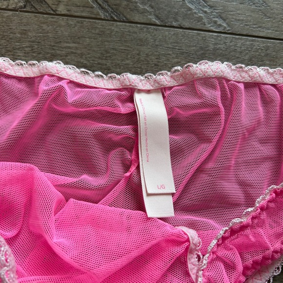 Y2K LNWOT Victoria's Secret Pink Babydoll Chemise & Panty Set Sheer Ruffle Sz L - Picture 6 of 10